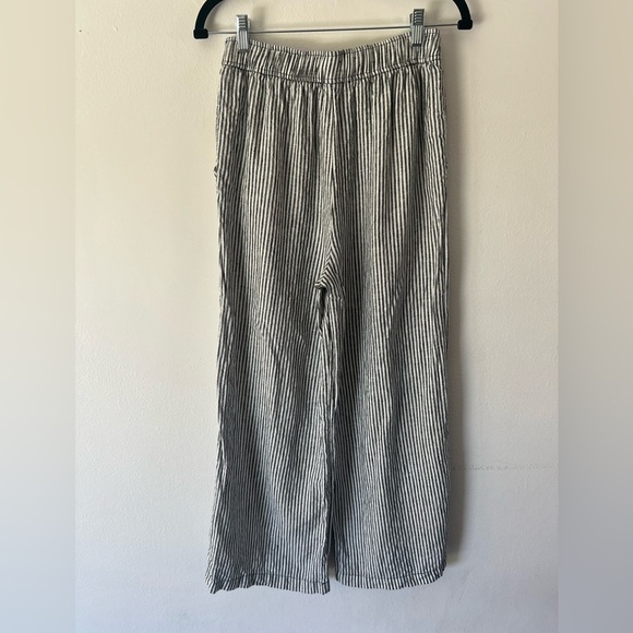 Reformation Ava Stripe Wide Leg Black‎ & White Striped Pull-On Linen Pants Small - Picture 7 of 13